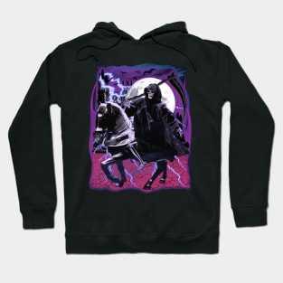 90's Y2K Grim Reaper Skeleton On A Horse With Lightning Hoodie